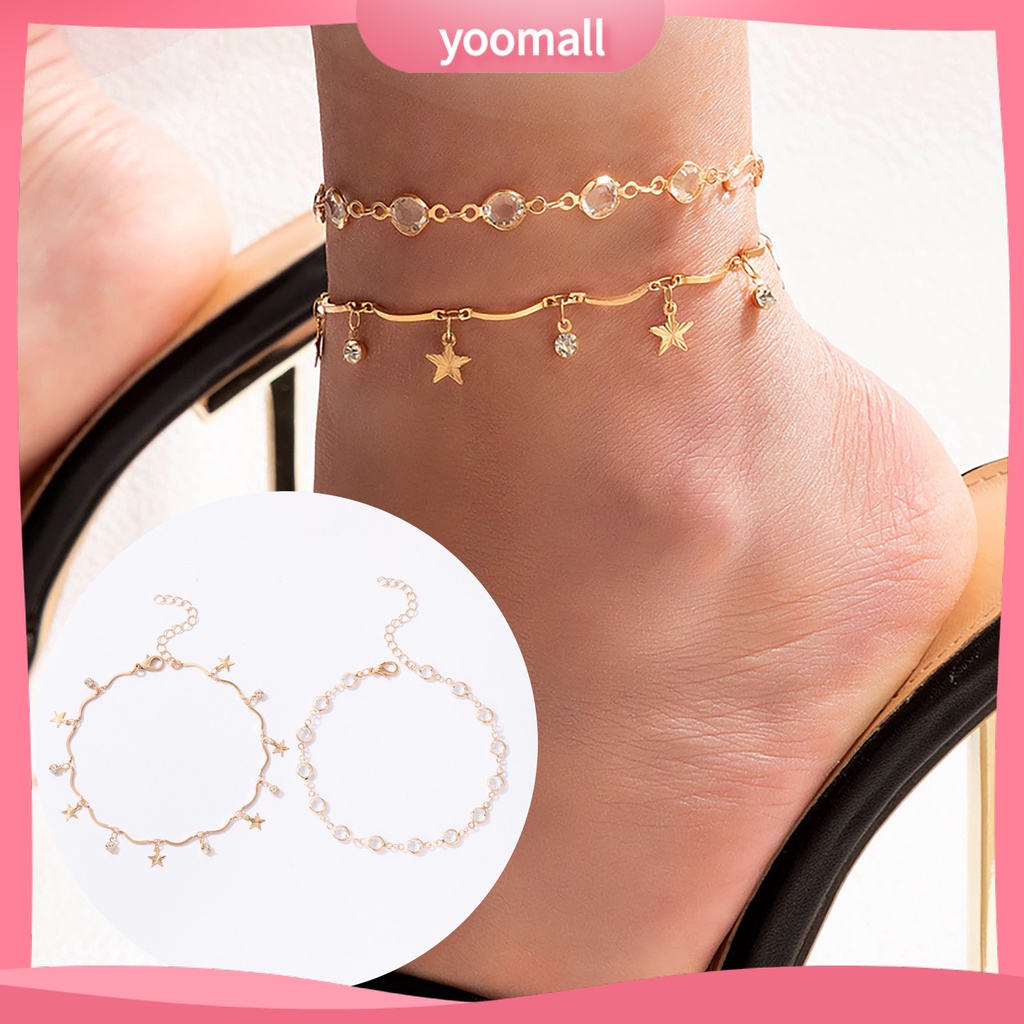 Bộ 2 Lắc Chân Bằng Kim Loại Mặt Hình Ngôi Sao Có Thể Điều Chỉnh