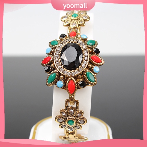 Vòng Đeo Tay Mạ Vàng Đính Đá Resin Nhiều Màu Phong Cách Bohemia Cổ Điển Dành Cho Nữ