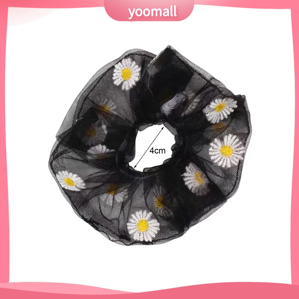 Dây Buộc Tóc Cao Su Vải Lưới Xuyên Thấu In Họa Tiết Hoa Sử Dụng Hàng Ngày Cho Bạn Gái