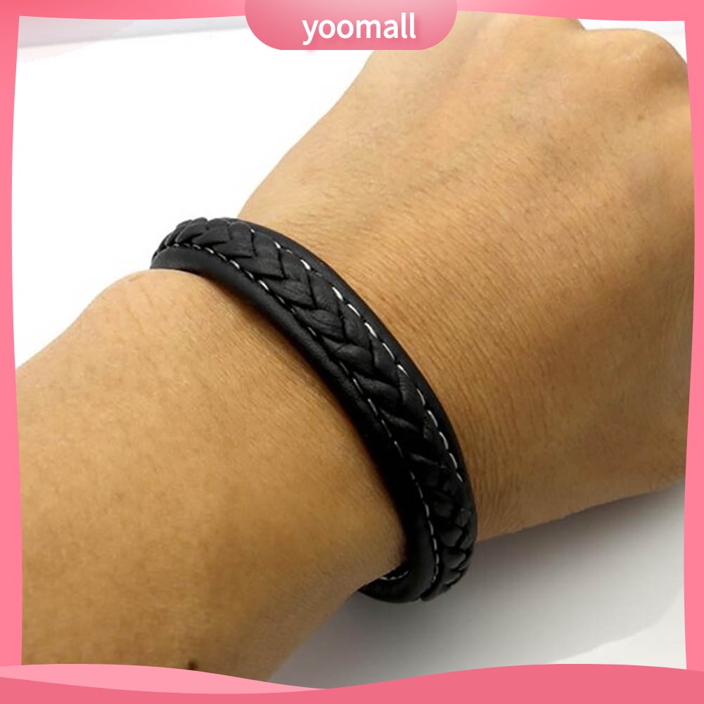 [YM] Vòng Tay Bện Dây Màu Trơn Khóa ic Thời Trang Quà Tặng Cho Nam