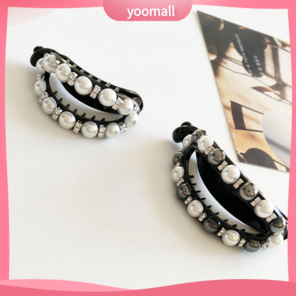 Kẹp Tóc Đuôi Ngựa Đính Đá / Ngọc Trai Giả Hình Oval Rỗng Cho Nữ