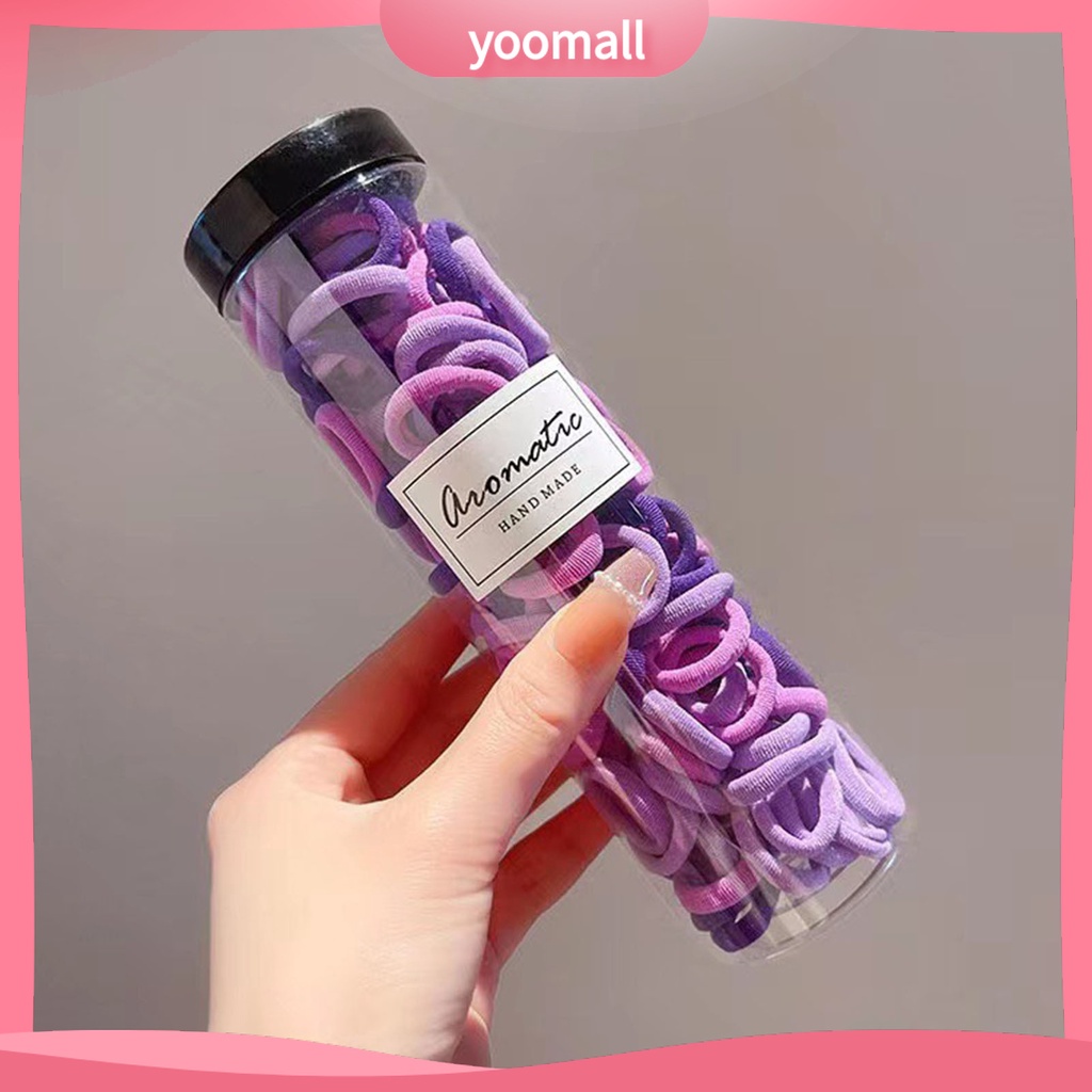 Set 100 Dây Buộc Tóc Co Giãn Chống Rơi Màu Kẹo Xinh Xắn Cho Bé Gái