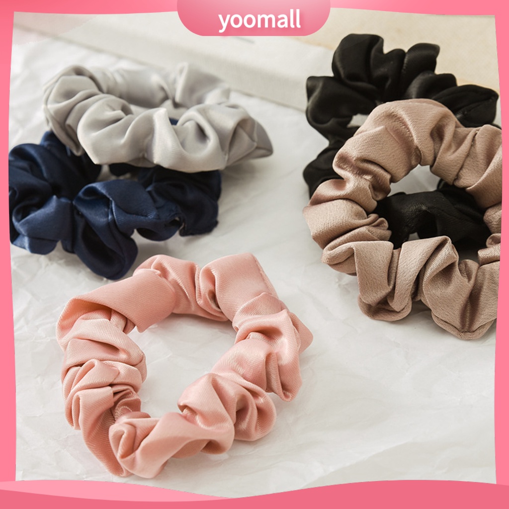 Bộ 2 Dây Buộc Tóc Co Giãn Chống Rơi Màu Trơn Xinh Xắn