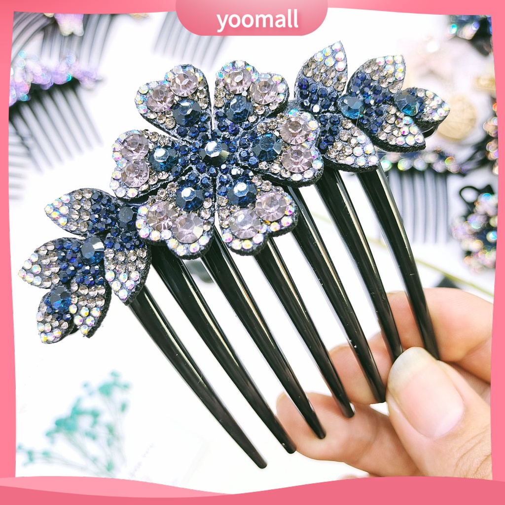 Lược Cài Tóc Đính Đá Chống Trượt Phong Cách Hàn Quốc Cho Cô Dâu