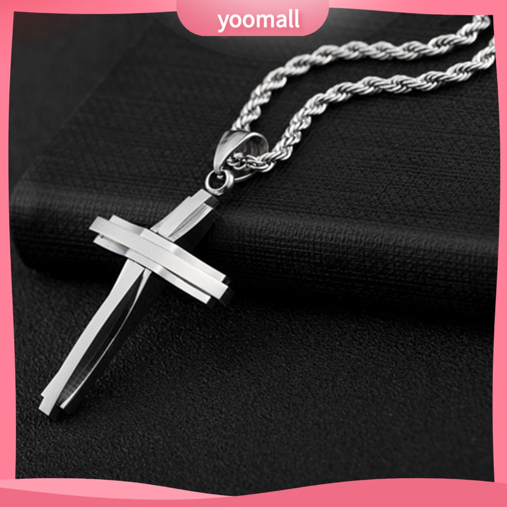 Vòng cổ Thép Titan Mặt Thánh Giá Phong Cách Hip Hop Thời Trang Cho Nam