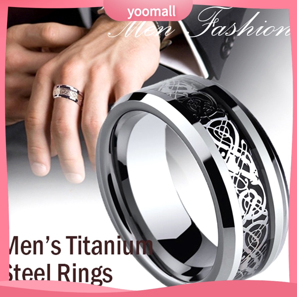 Nhẫn Thép Titan Đính Đá Hình Rồng Cá Tính Cho Nam Nữ