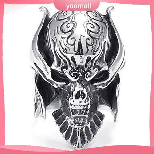 Nhẫn Thép Không Gỉ Hình Đầu Lâu Chiến Binh Thời Trang Punk Gothic Cho Nam