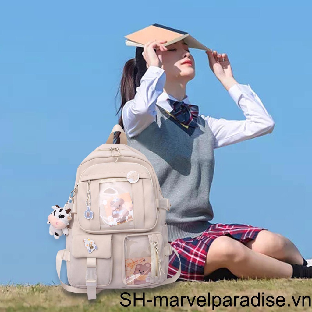 Balo Chống Trộm Màu Trắng In Hình Anime Kawaii Cho Nữ