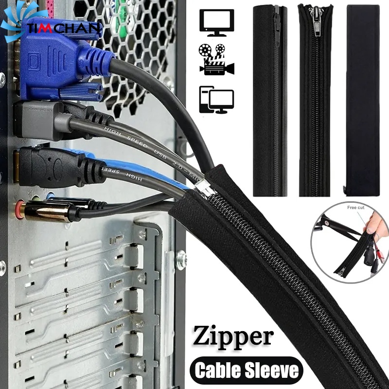 Vỏ Bọc Sắp Xếp Dây Cáp / Tai Nghe Bằng Nilon Ẩn Linh Hoạt Có Khóa Kéo Có Thể Tái Sử Dụng