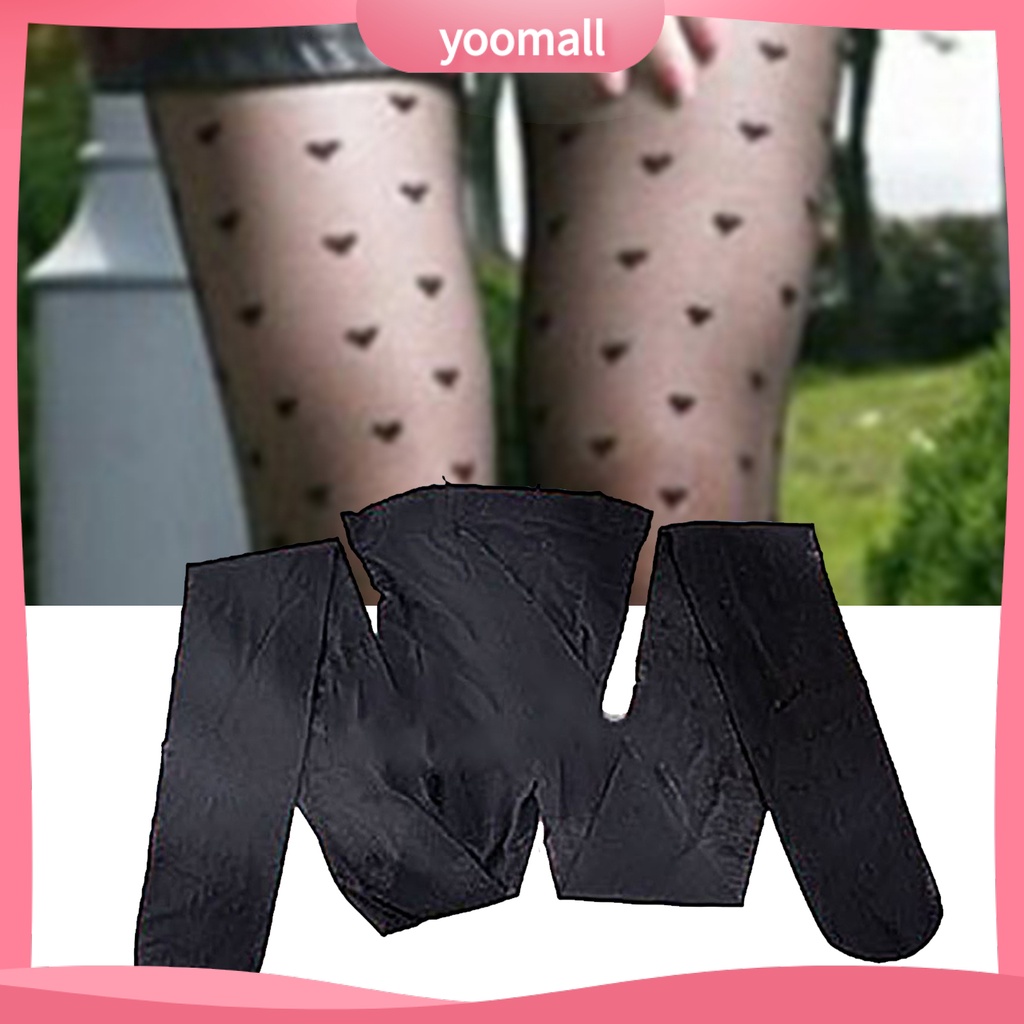 [YM] Quần Tất Jacquard Họa Tiết Trái Tim Phong Cách Jacquard Thời Trang Nữ