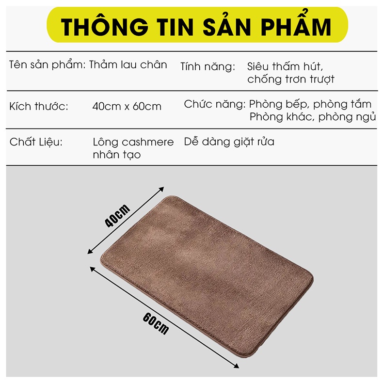 COMBO 3 Thảm chùi chân lâu chân lông cashmere nhân tạo
