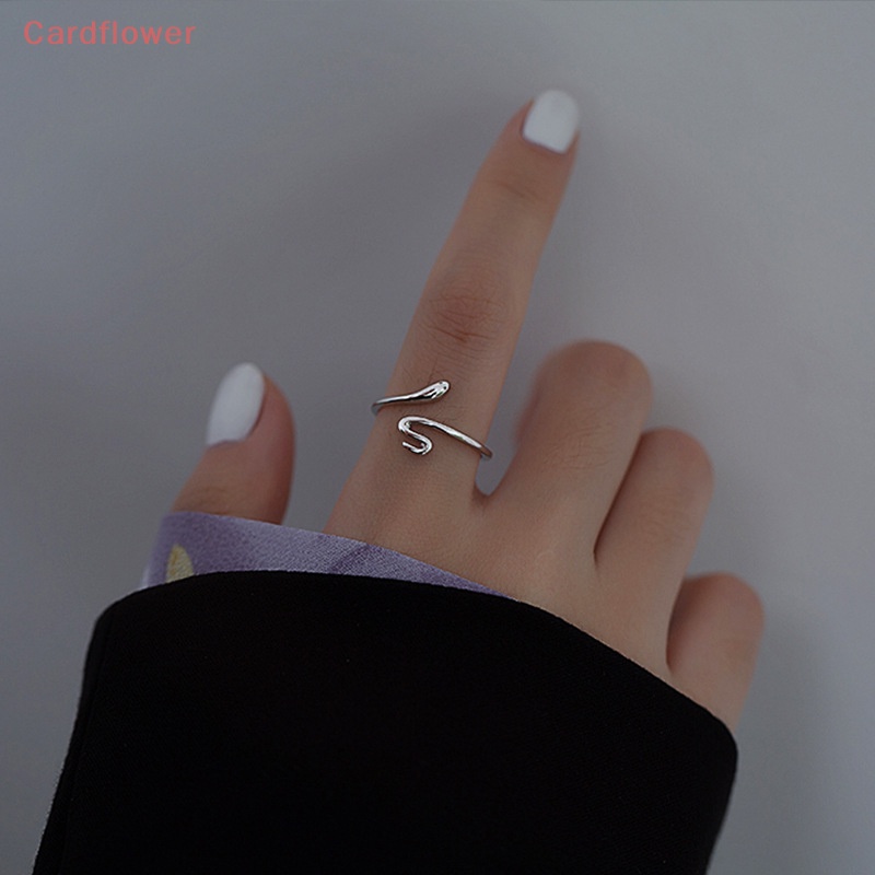 < Cardflower > Nhẫn Cảm Giác Thiết Kế Hình Rắn Nhỏ Tinh Tế Và Đơn Giản Có Thể Điều Chỉnh Dành Cho Nữ