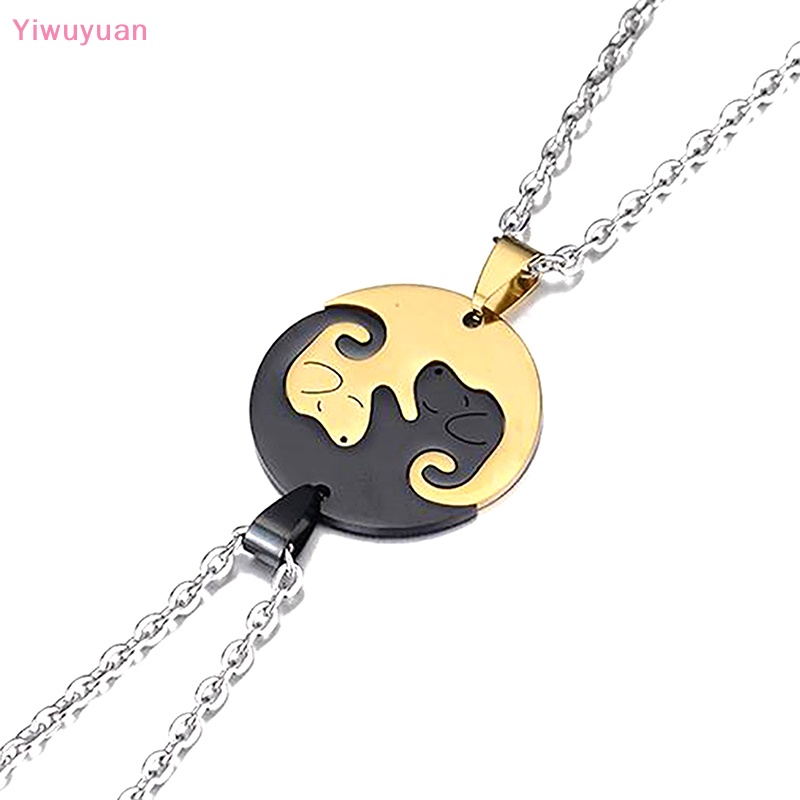 Bộ 2 Vòng cổ Đôi Mặt Âm Dương Bằng Thép Không Gỉ Mới