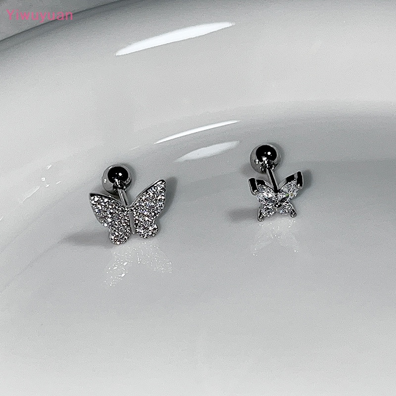 1 Khuyên Tai Xoắn Ốc Hình Bướm Đính Đá Zircon Mới