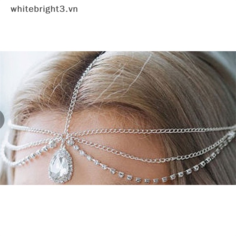 Vòng cổ Mặt Đá Pha Lê Hình Giọt Nước Tua Rua Cài Tóc