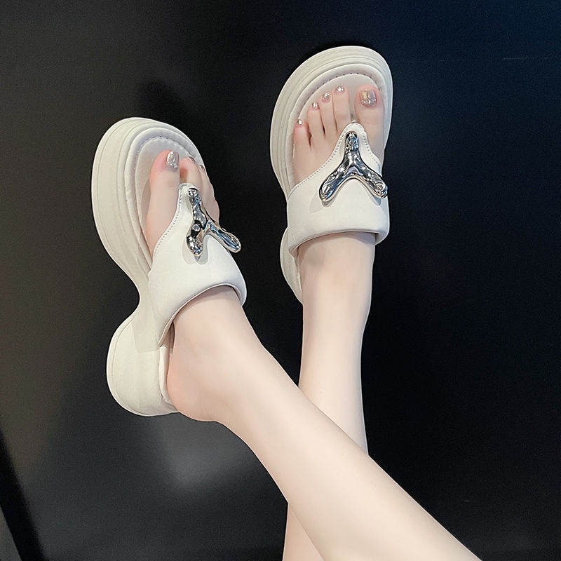C＆S Dép xỏ ngón dép lê nữ dép đế cao 3cm Mùa hè Thoải Mái Xinh Xắn 230718