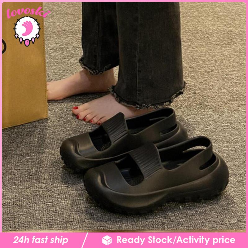 Xăng đan Bít Mũi Đế Dày Siêu Nhẹ Màu Đen Thời Trang Mùa Hè Cho Nữ