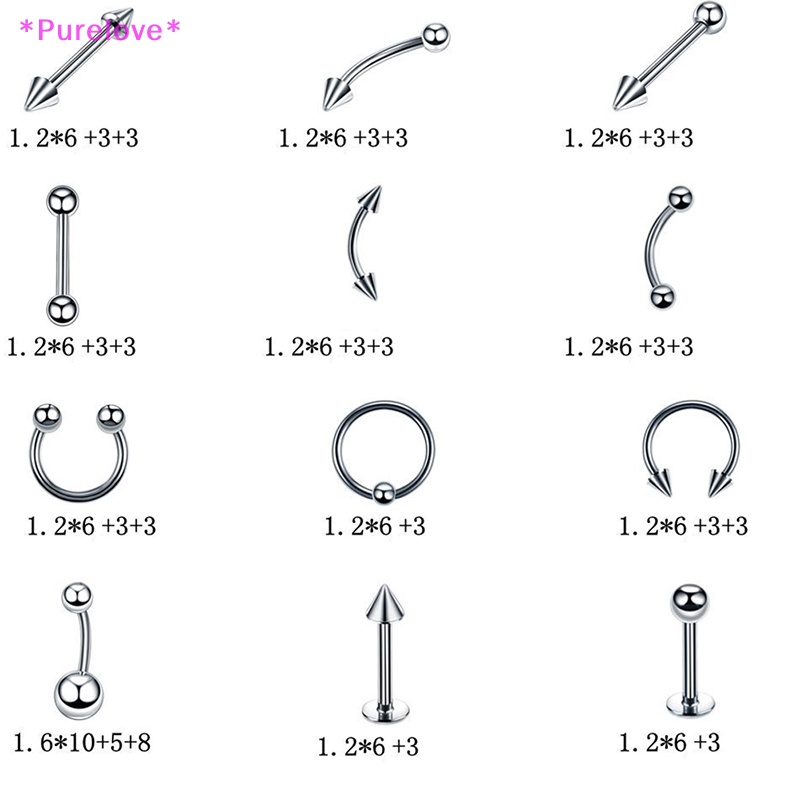 Set 60 Khuyên Đeo Mũi / Chân Mày / Cơ Thể Bằng Thép Không Gỉ Cá Tính Mới