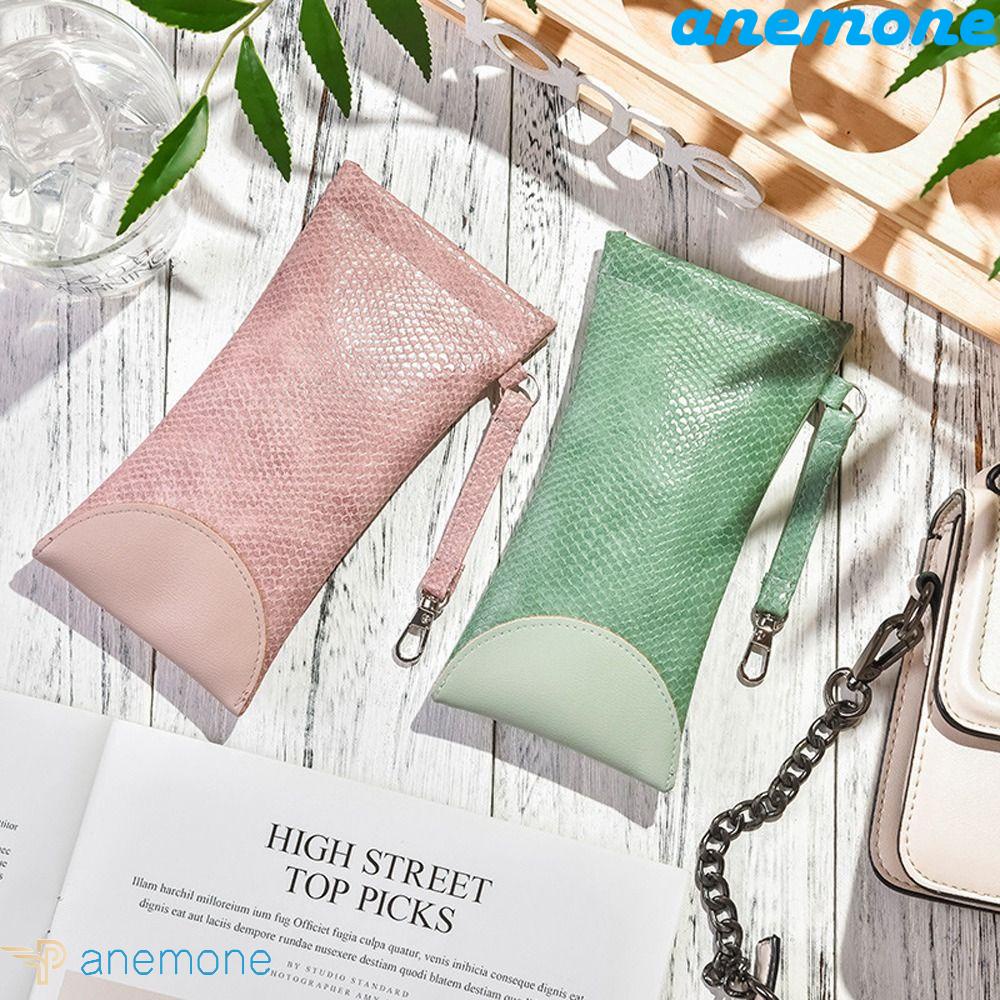 Túi Đựng Mắt Kính Bằng Da PU Mềm Tự Động Đóng Chống Nước Kích Thước Nhỏ Có Dây Đeo Trang Sức