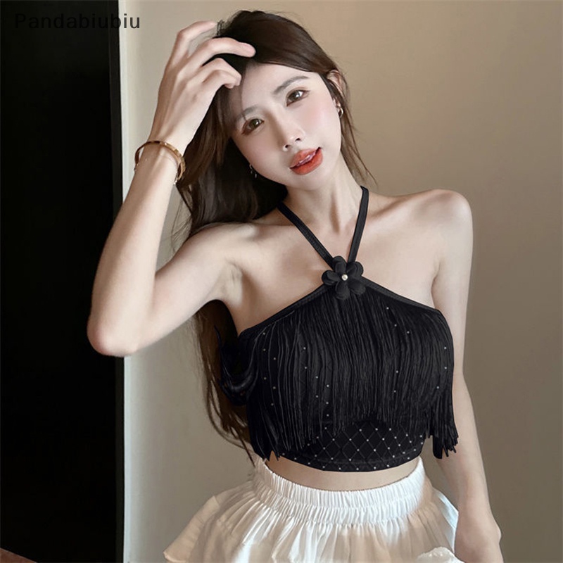 Áo hai dây tua rua gợi cảm mùa hè Áo ba lỗ mỏng không tay màu trơn cho nữ