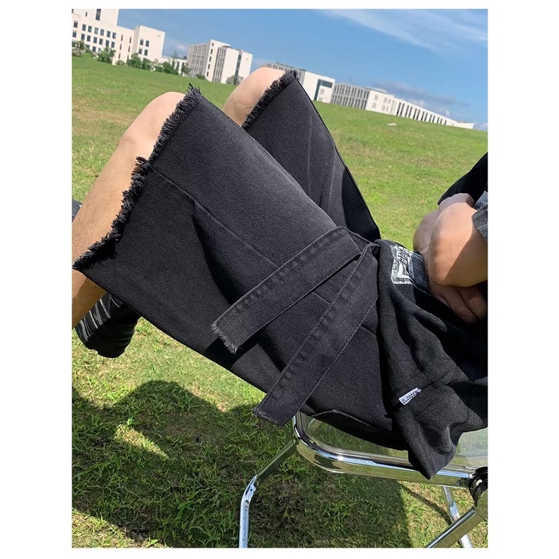 Quần Short Denim Ống Rộng Phong Cách Đường Phố Thời Trang Mùa Hè Cho Nam