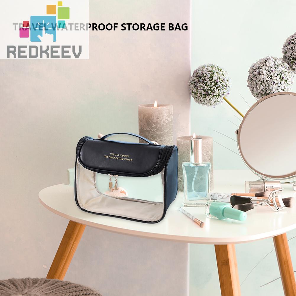 Túi Đựng Mỹ Phẩm Bằng PVC Sức Chứa Lớn Kèm Móc Treo Tiện Dụng