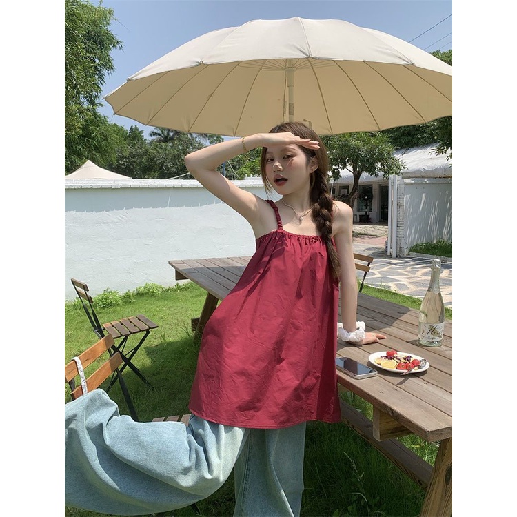 COZOK Áo Hai Dây Màu Trơn Hở Lưng Gợi Cảm Thời Trang Cho Nữ