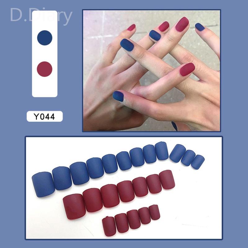 Set 24 Móng Tay Giả Ngắn Màu Sắc Trơn Dễ Thương Có Thể Tái Sử Dụng Cho Nữ