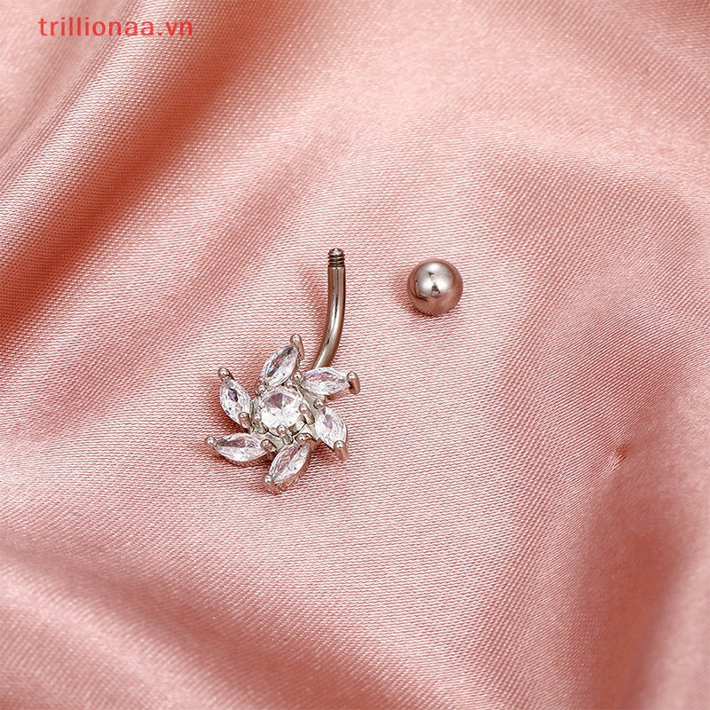 Khuyên Rốn Đính Đá Hình Hoa Thời Trang Chất Lượng Cao