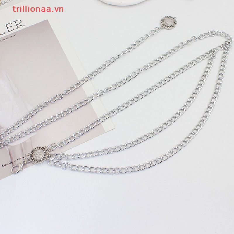 Thắt Lưng Dây Xích Dài Nhiều Lớp Bằng Kim Loại Tùy Chỉnh Thời Trang Cho Nữ