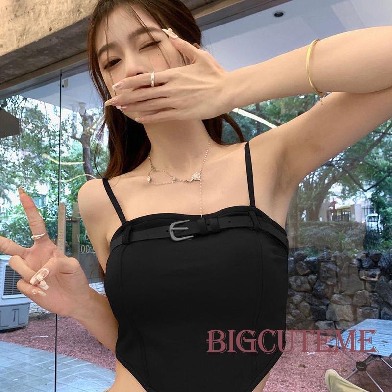 [] - Áo Croptop Hai Dây Có Dây Đai Điều Chỉnh Được Ôm Dáng Mùa Hè Mát Mẻ Cho Nữ