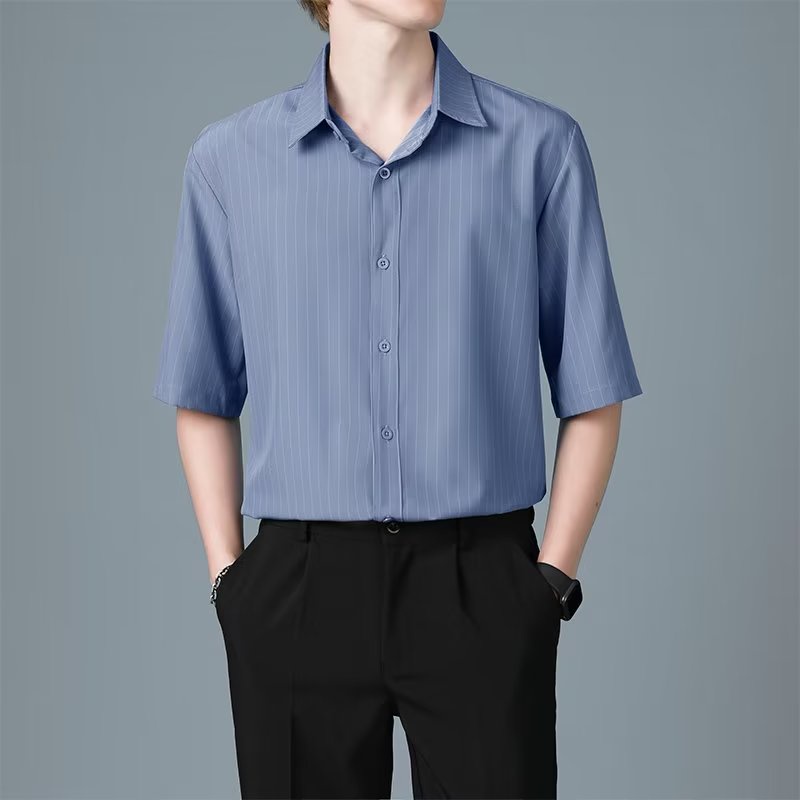 Áo Sơ Mi Lụa Mỏng In Họa Tiết Ngôi Sao Thời Trang Xuân Hè Cho Nam