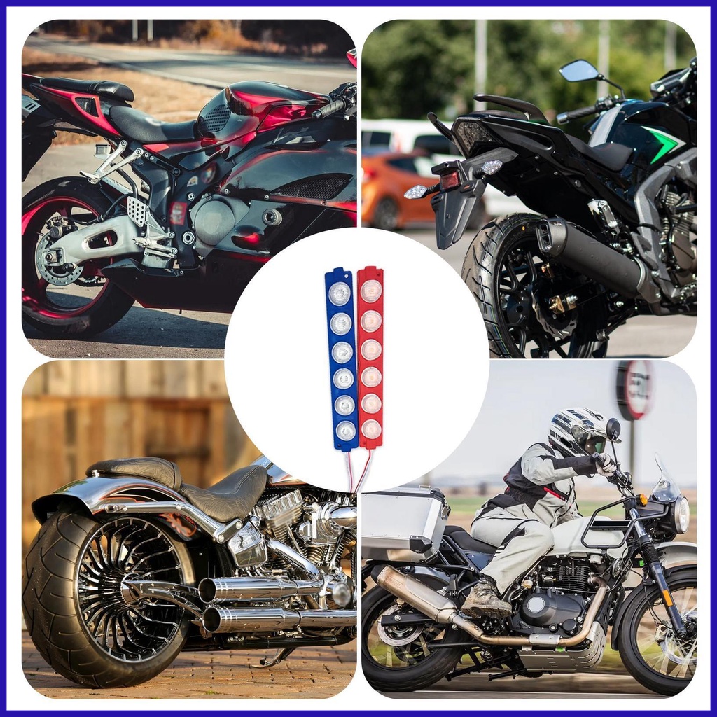 Đèn LED Nhấp Nháy Ánh Sáng Đỏ Và Xanh Dương Chống Thấm Nước Gắn Đuôi Xe Mô Tô robpvn