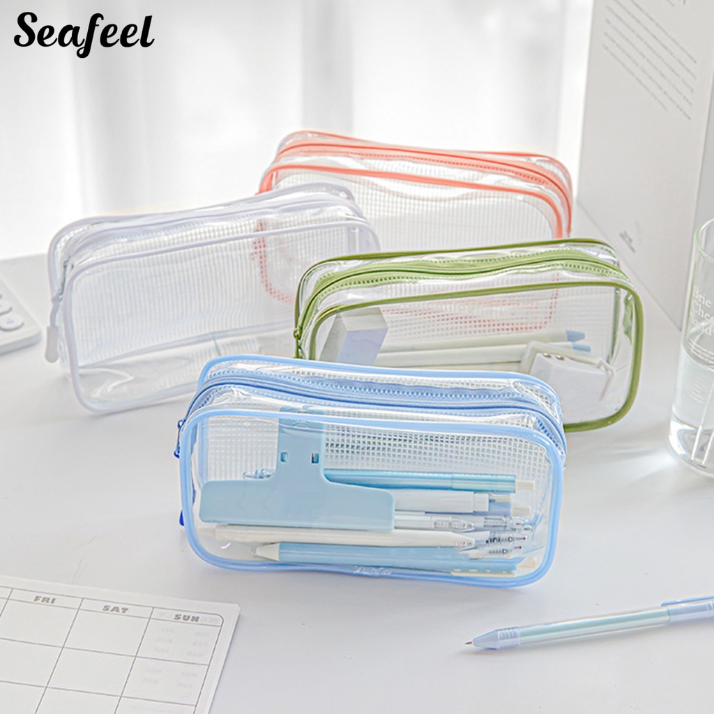 Túi Đựng Bút Trong Suốt Sức Chứa Lớn Có Khóa Kéo Đa Năng