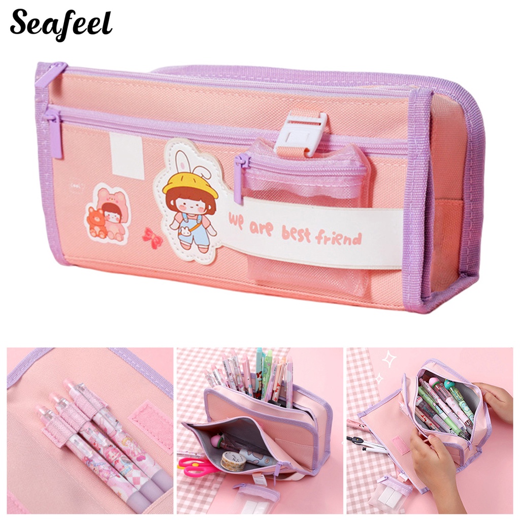 Túi Đựng Bút Họa Tiết Hoạt Hình Nhiều Kiểu Dáng Sức Chứa Lớn Chống Thấm Nước Có Thể Tháo Rời