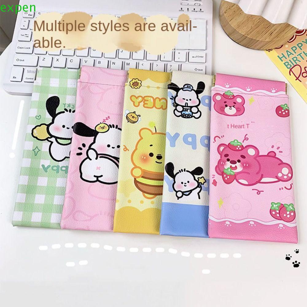 EXPEN Túi Đựng Mắt Kính / Trang Sức / Mỹ Phẩm Bằng Da PU Mềm Mại Họa Tiết Hoạt Hình Dễ Thương Cho Bé