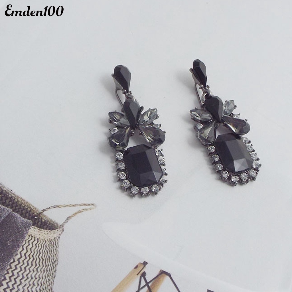 Cặp Bông Tai Giọt Nước Đen Vintage Cho Nữ