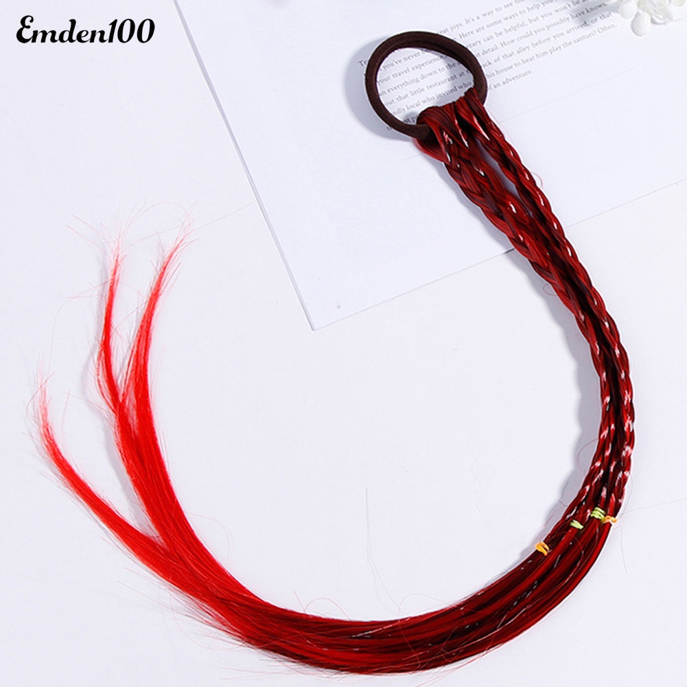 Dây Cột Tóc Đuôi Ngựa Giả Bện Sợi Dài Co Giãn Cho Bé Gái