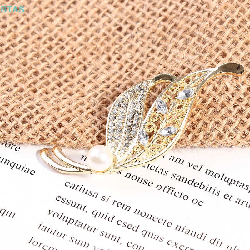 Ghim Cài Áo Hình Lá Đính Đá Thanh Lịch Cho Nữ