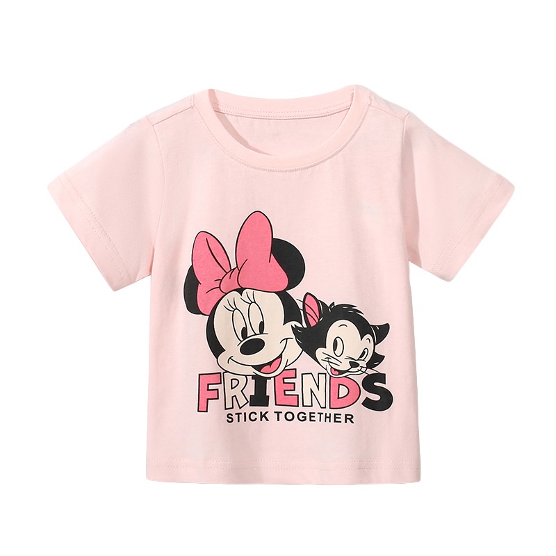 Áo Thun Cotton Ngắn Tay In Hình Gấu Cầu Vồng Phong Cách Mới Cho Bé Gái