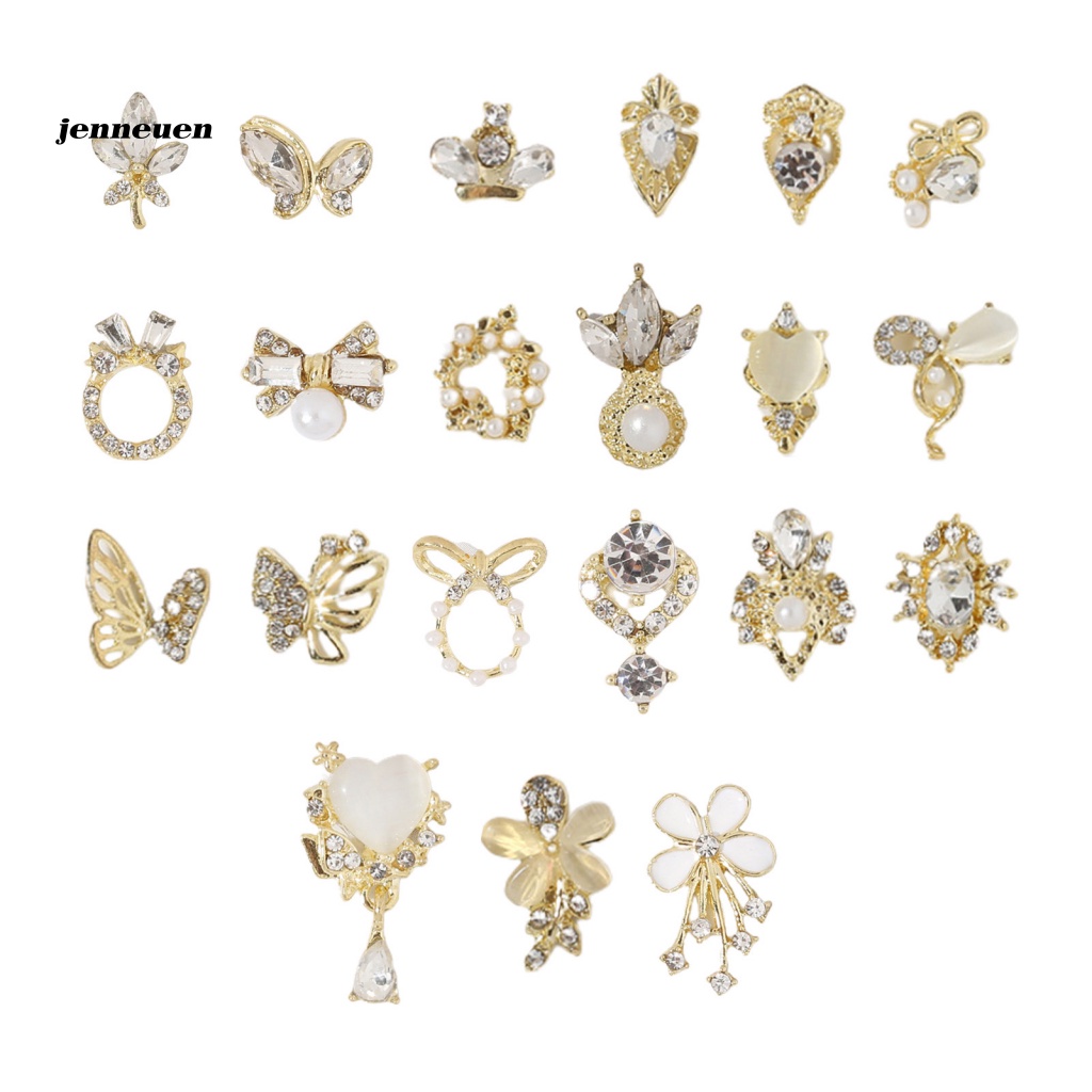 Set 10 Phụ Kiện Trang Trí Móng Tay Nghệ Thuật Không Phai Hình Bướm Trái Tim