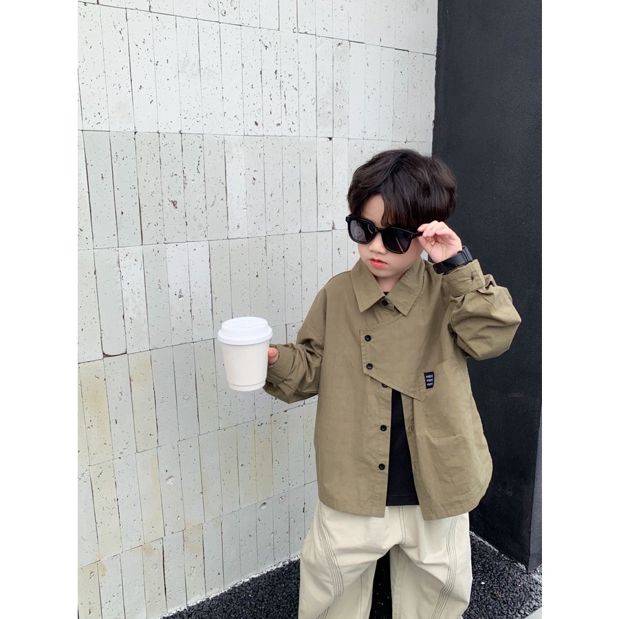 Áo Sơ Mi Tay Dài Phong Cách Hàn Quốc Thời Trang Mùa Thu Cho Bé Trai