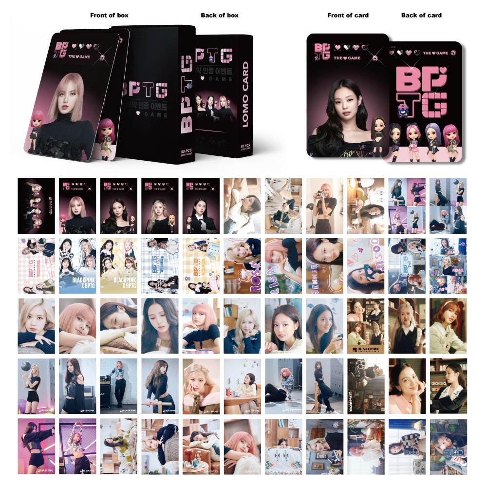 55pcs/box BLACK-PINK THE GAME Photocards LISA ROSE JENNIE JISOO Lomo Cards BPTG Black Pink Kpop Postcards New Arrivals