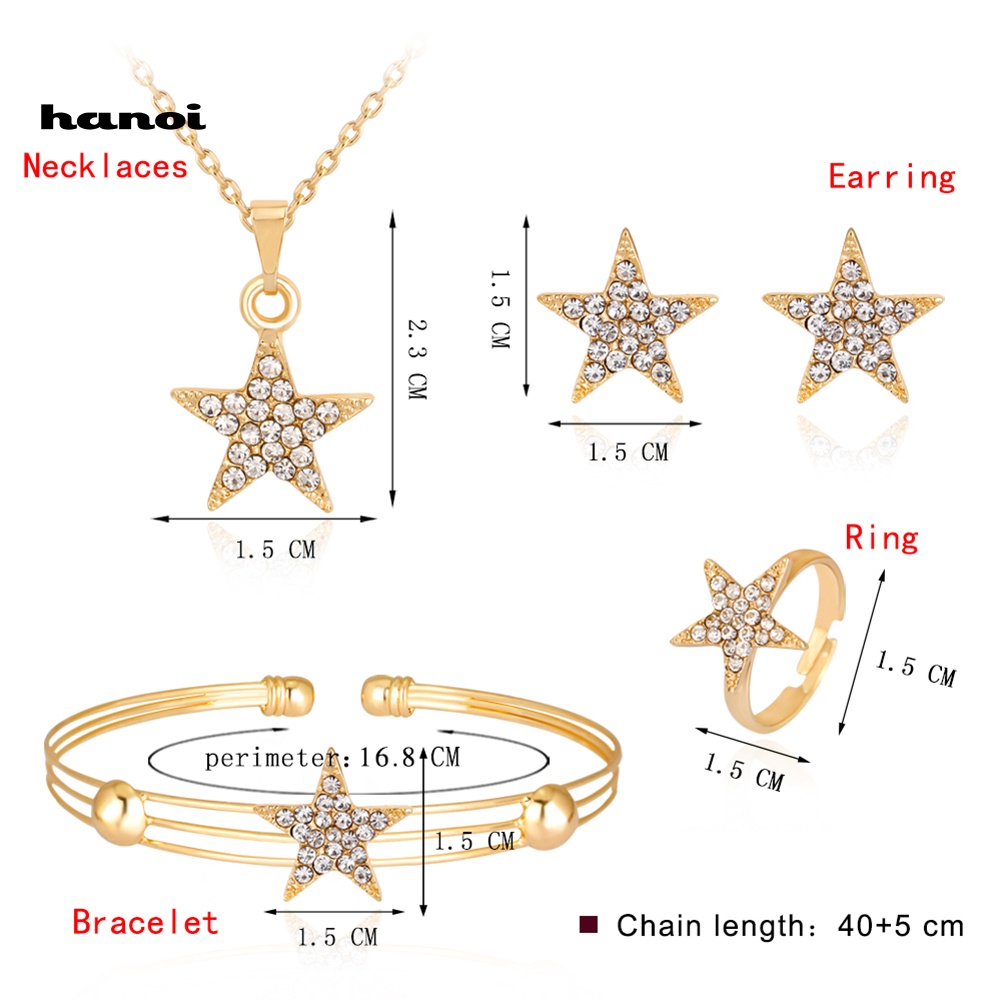 Bộ Trang Sức Hình Ngôi Sao Đính Đá Nhân Tạo Thời Trang