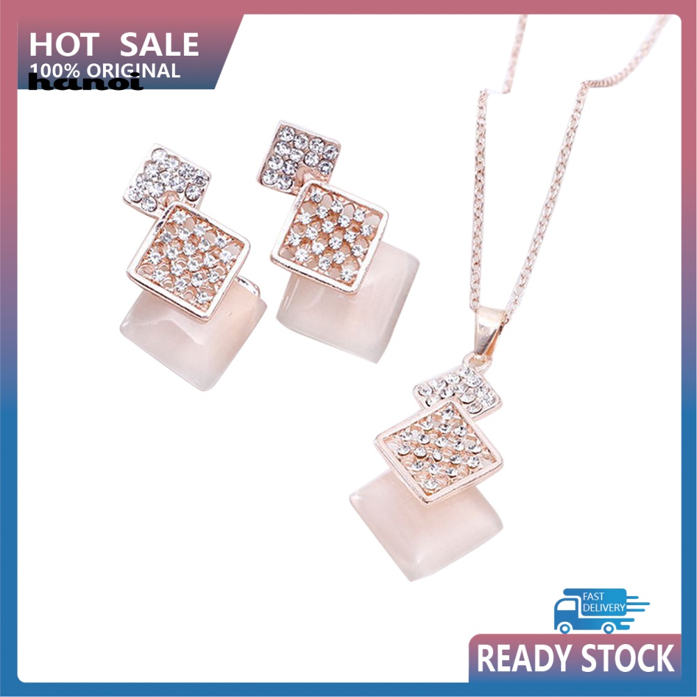 Set Vòng cổ + Bông Tai ĐíNh NgọC MắT MèO Giả ThờI Trang Cho