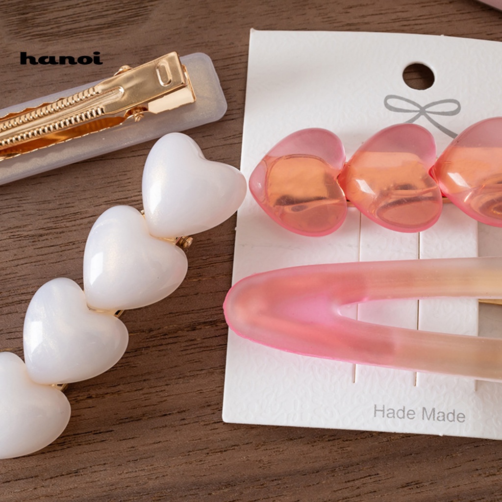 1 Cặp Kẹp Tóc Mái Trong Suốt Gọn Nhẹ Chống Trượt Hình Trái Tim Màu Gradient Dành Cho Nữ