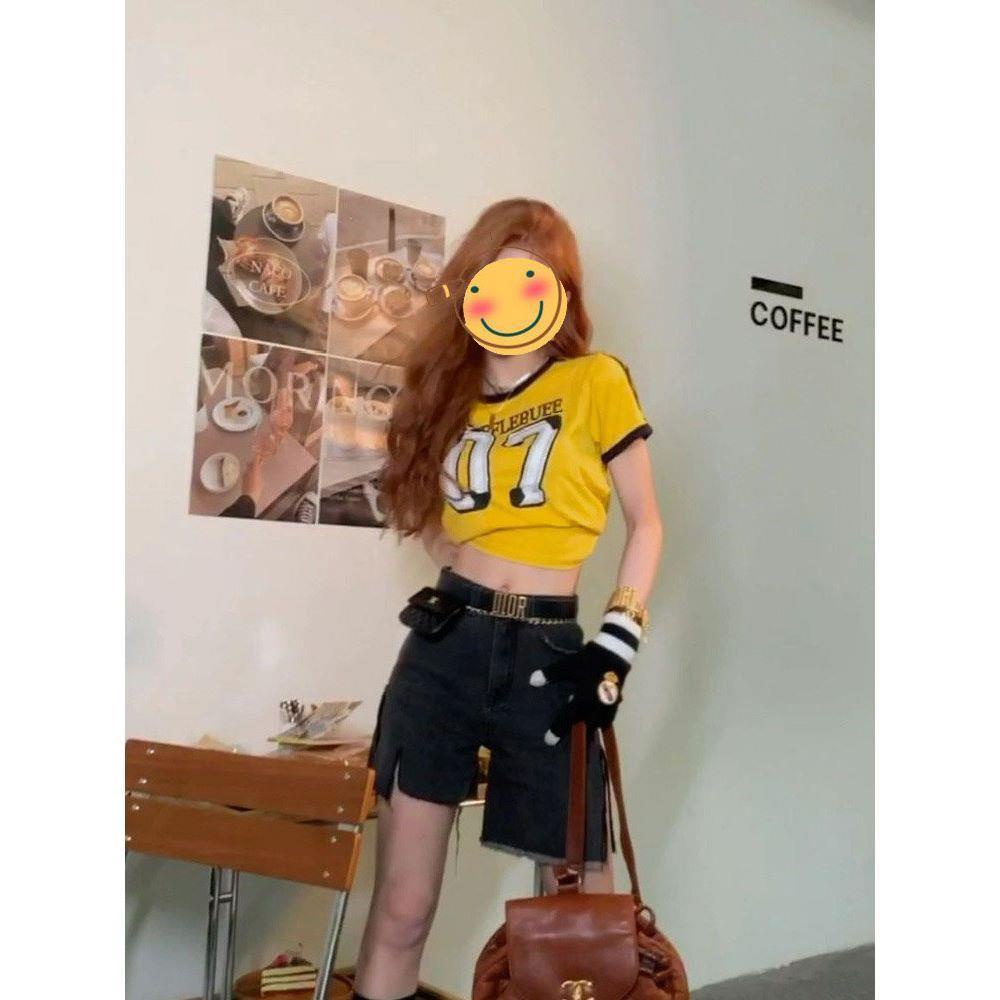 Áo Thun Ngắn Tay Ôm Dáng Phong Cách Đường Phố Mỹ Thời Trang Mùa Hè Mới Cho Nữ