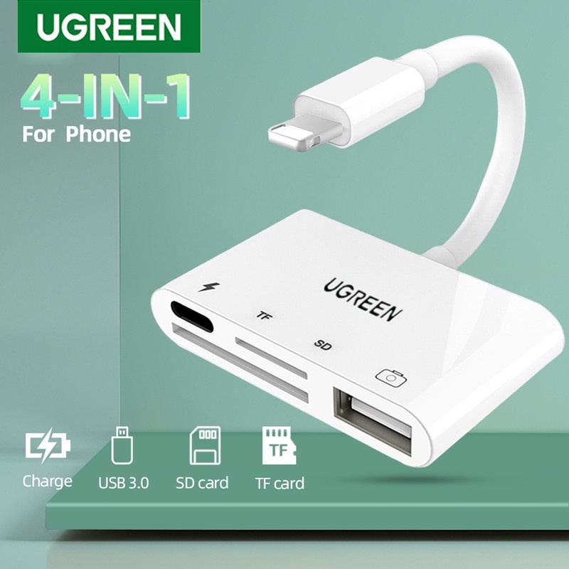 Ugreen Đầu Đọc Thẻ Nhớ SD TF 4 Trong 1 Cho iPhone / iPad