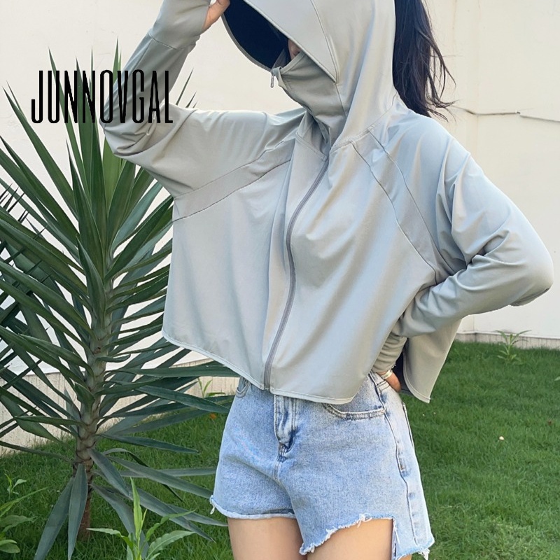 Junnovgal women 2023 thời trang mới áo khoác chống nắng chống tia cực tím siêu mỏng với vành lớn