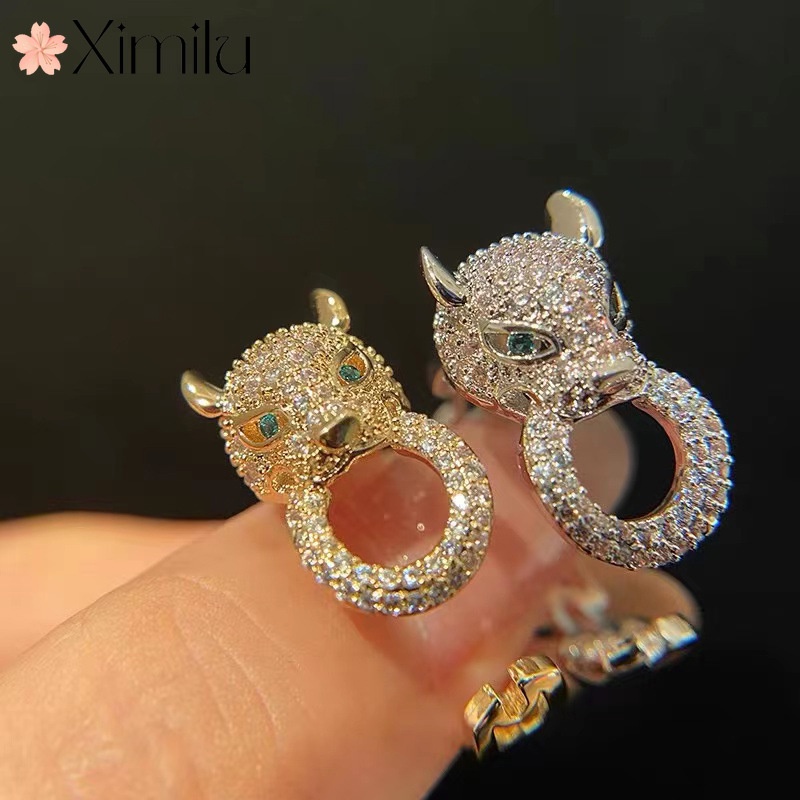 ♥ Nhẫn Bạc Hình Đầu Báo Hai Màu Sắc Tinh Tế